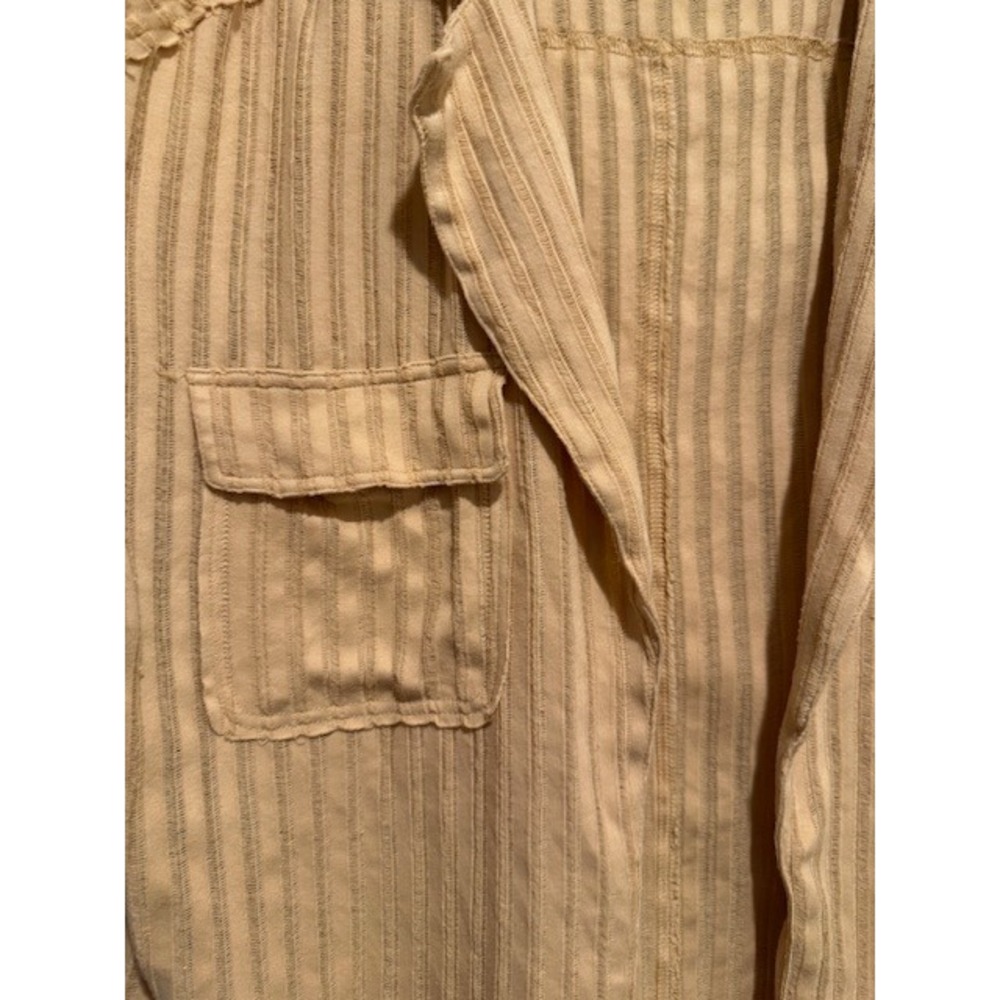 Free People Beach free-est Pacific Striped Shirt Jacket Oversized mustard seed L - Picture 6 of 7